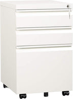 devaise 3 drawer mobile file cabinet, fully assembled, main product view
