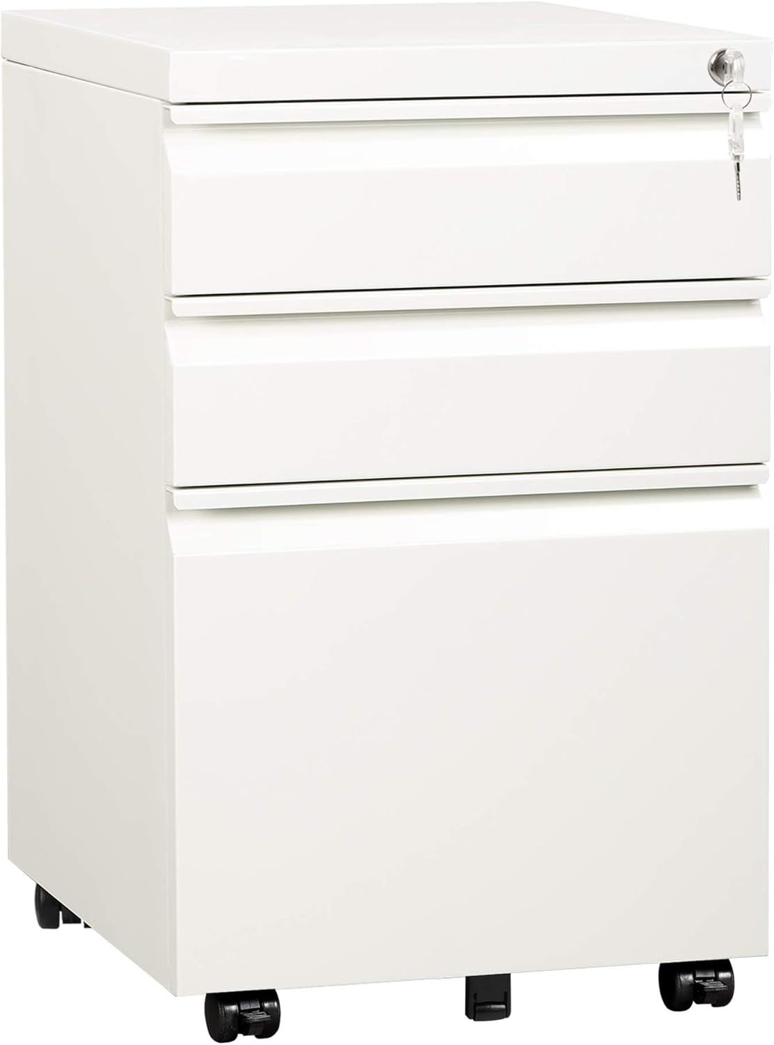 devaise 3 drawer mobile file cabinet, fully assembled, main product view