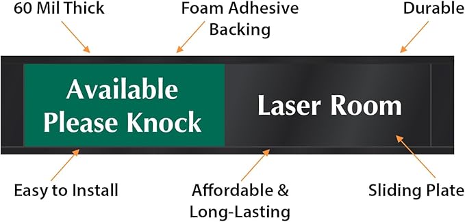 SmartSign Laser Room Available/Do Not Enter Please Knock Slider Sign, 2.25" x - Image 4