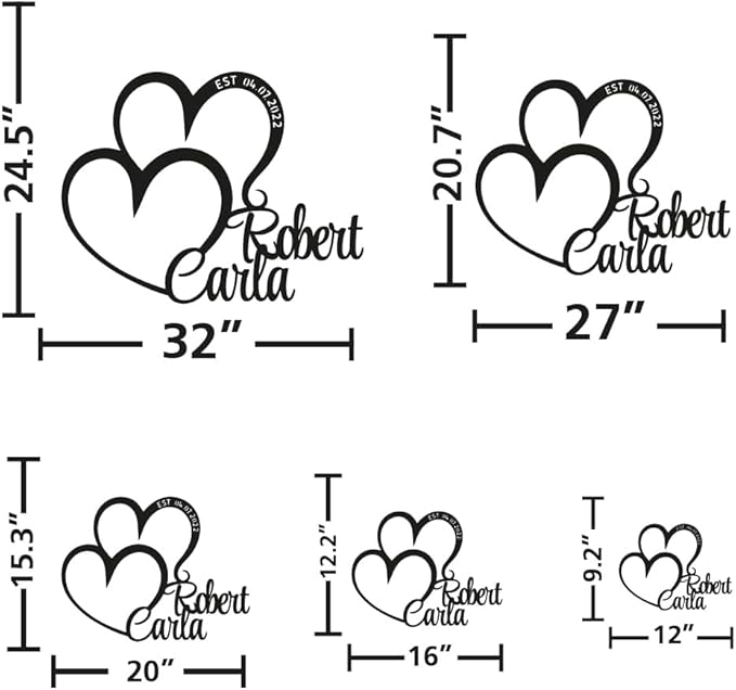 Personalized Valentines Metal Wall Sign, Custom Infinity Heart Love Couple Name - Image 4