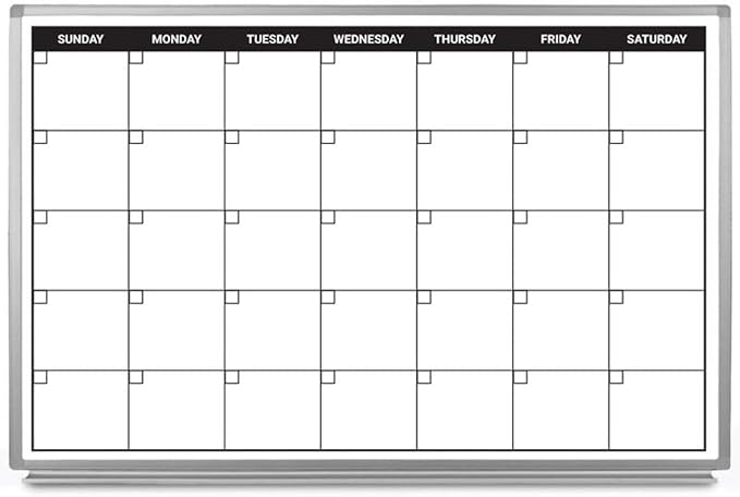 Month Calendar Dry-Erase Scheduling Whiteboard 36" x 24" by CreativeSafetySupply