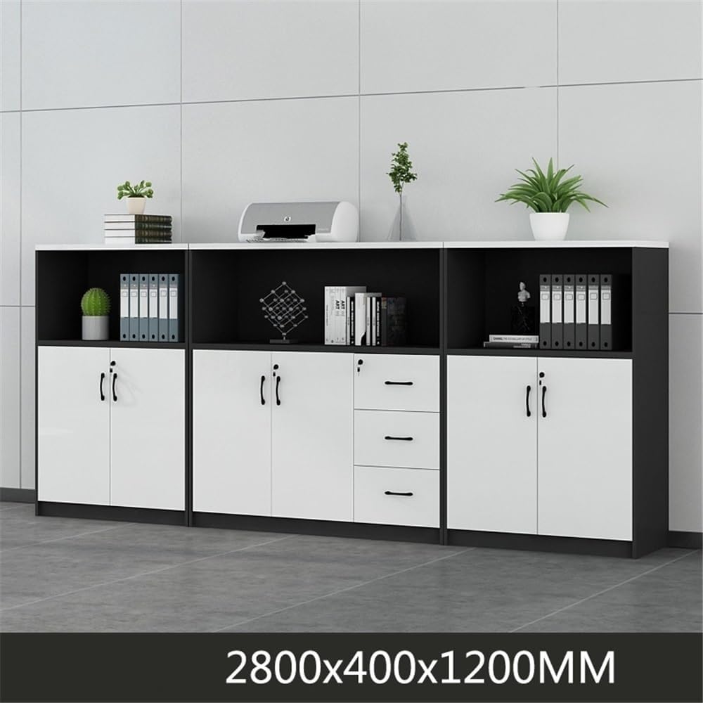 Filing Cabinet File Cabinet with Six Doors Three Cabinets Office Miscellaneous Storage White + Black Office