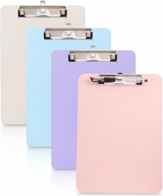 TFDLCG zm 4 PCS Pastel Colored Clipboards, Plastic Clipboard by TFDLCGzm