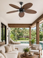 fanbulous 52" tropical outdoor ceiling fan no light, front angle view