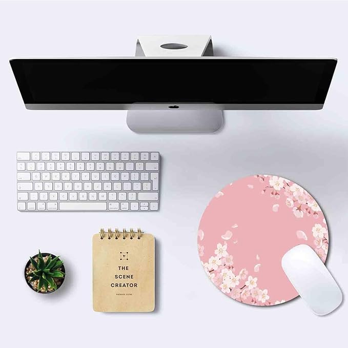 IMAYONDIA Cute Pink Mouse Pad, Floral Flowers Mouse Pad, Sakura Cherry Blossom - Image 6