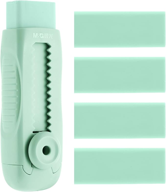 M&G 4+1 Pack Rubber Erasers Sliding Retractable Eraser, Soft Cute Erasers Push by MG