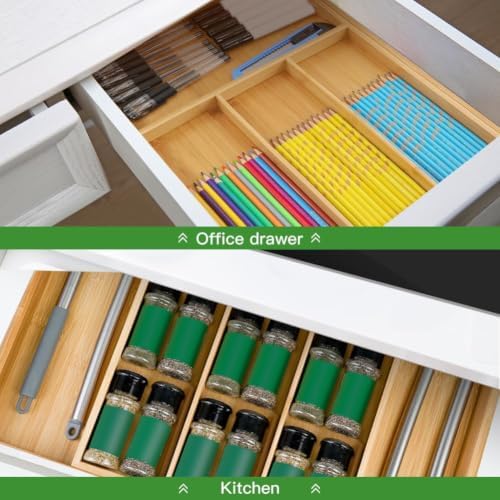 VaeFae Bamboo Drawer Organizer, Large, Natural