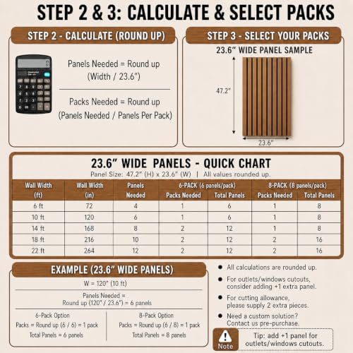 ritollo 6-pack wood slat wall panels, 46.5 sq, front angle view