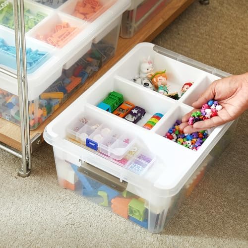 macopro 17qt clear plastic box craft storage bin on a desk or shelf