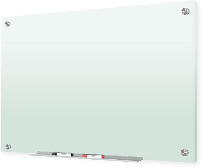 J&J worldwide Glass Whiteboard 47 x 35, Frosted Glass Dry Erase Board by JJworldwide