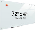 MaxGear Glass Whiteboard Wall Mounted, Frameless Magnetic Dry Erase Board by MaxGear
