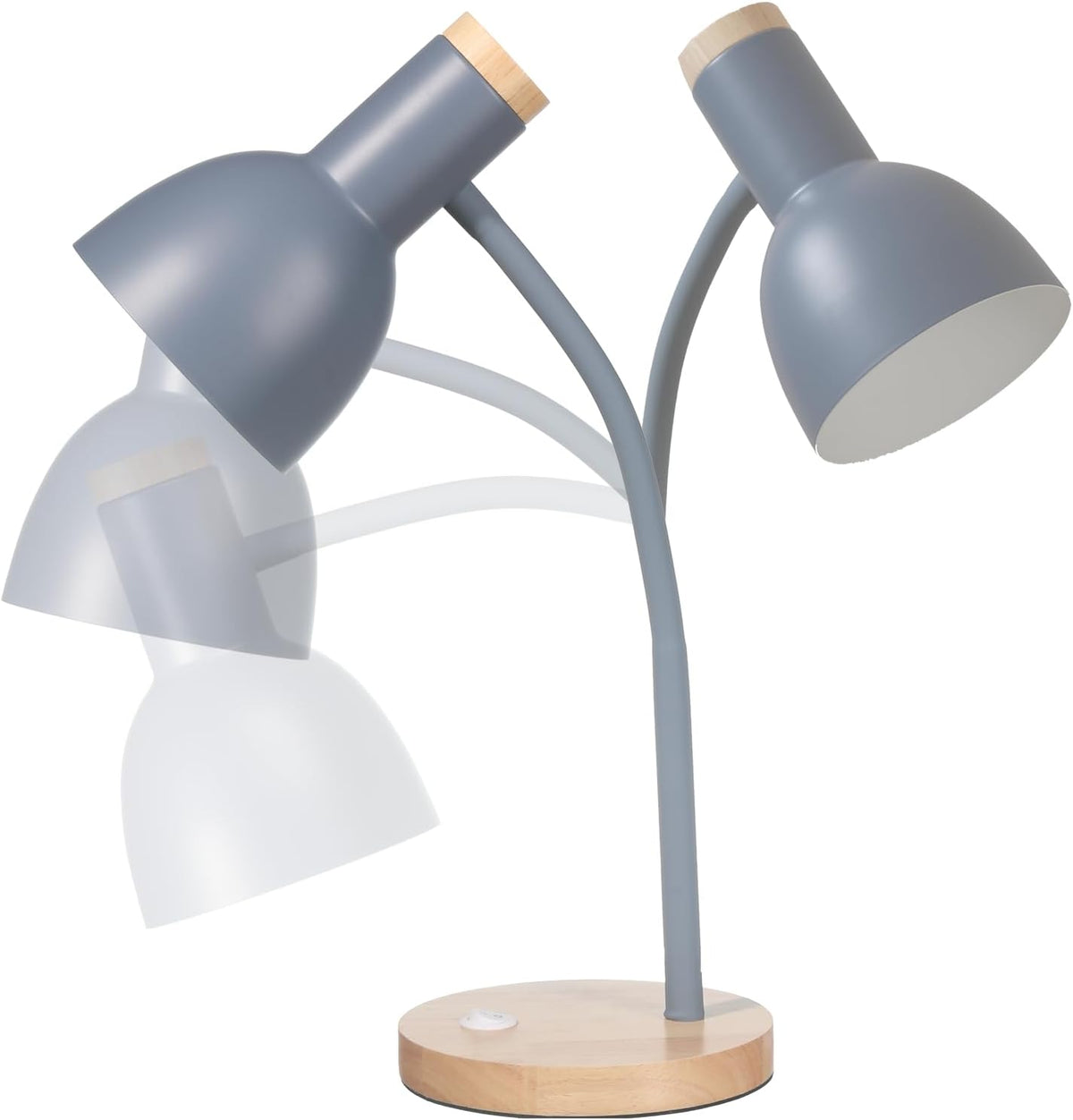 Adjustable Wooden Desk Lamp,Metal Shade Flexible Neck Table Lamp