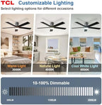 tcl 52" black flush mount ceiling fan with, close-up detail