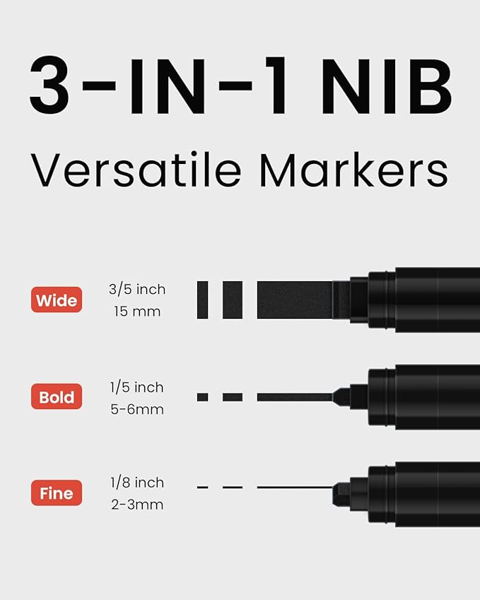 BIGTHUMB 3 Pcs Black Jumbo Permanent Markers: 15mm Wide Tip Thick Acrylic Paint - Image 4