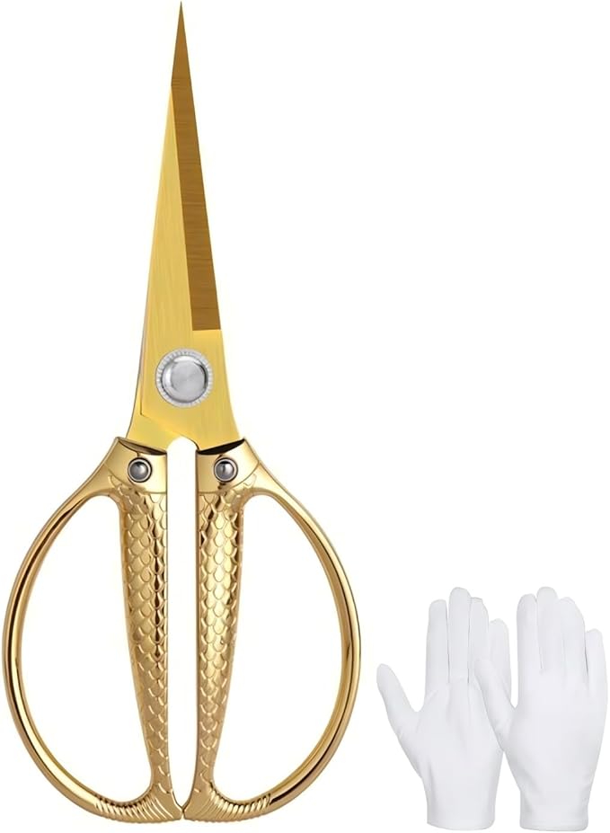 Large Ribbon Cutting Scissors, Heavy duty gold stainless steel scissors by Unknown