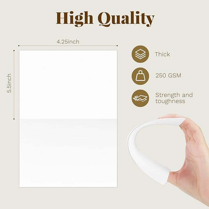 Goefun Blank White Cards and Envelopes 5.5 x 4.25 Folded Cardstock and A2 - Image 2