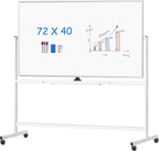 maxtek Rolling Whiteboard 72x40, Large Double-Sided White Board Dry Erase on by Maxtek