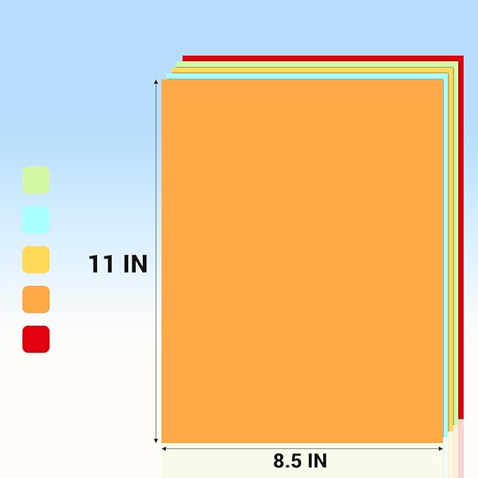 Cardstock 8.5 x 11, 5 Colors Colored Printer Paper 75 lb/200 gsm, 40 Sheets - Image 2