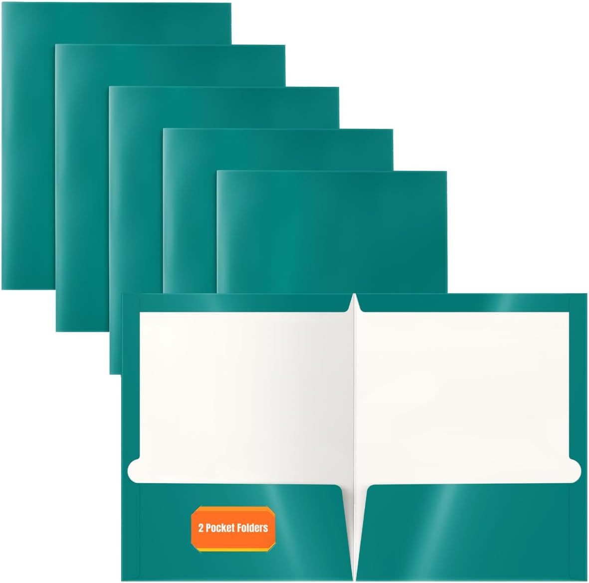 2 Pocket Glossy Laminated Paper FOLDERS Portfolio Letter Size, Teal, 25PK
