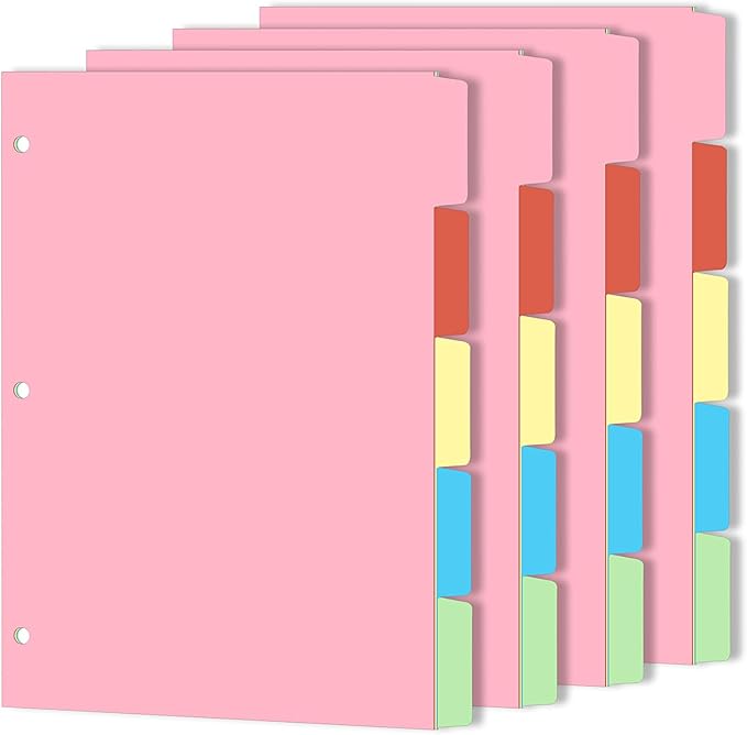 Binder Dividers for 3 Ring Binder, 1/5 Cut Tabs, Letter Size, Blank Write On by COIDEA