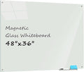 Glass Whiteboard 4' x 3', Magnetic Dry Erase Board Frameless Wall Mounting by ATROSONIK