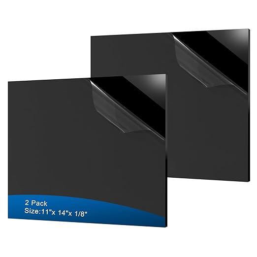 2 Pieces Black Acrylic Sheet, 11 x 14 Inch 1/8 Inch Thick, Home Decor, Display by ADTDA