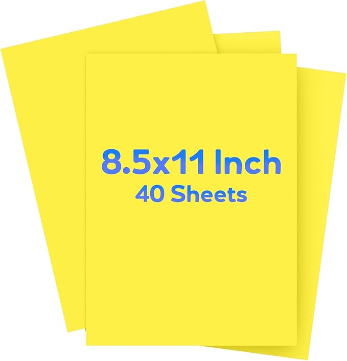 Lemon Yellow Cardstock 8.5 x 11, Bright Color Paper, 40 Sheets Yellow Paper by WelcometoVishoitty