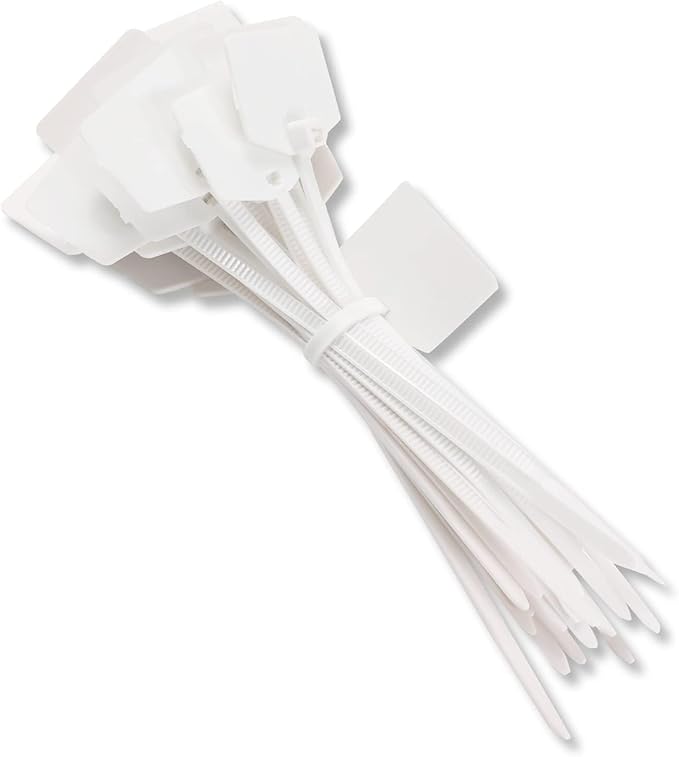 4 in Marker Nylon Cable Ties, Plastic Water Proof Tags, Self-Locking Written-on by QSFPTEK