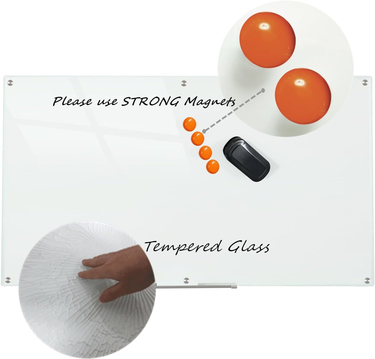 Glass Whiteboard Magnetic Dry Erase White Board 6' x 4'