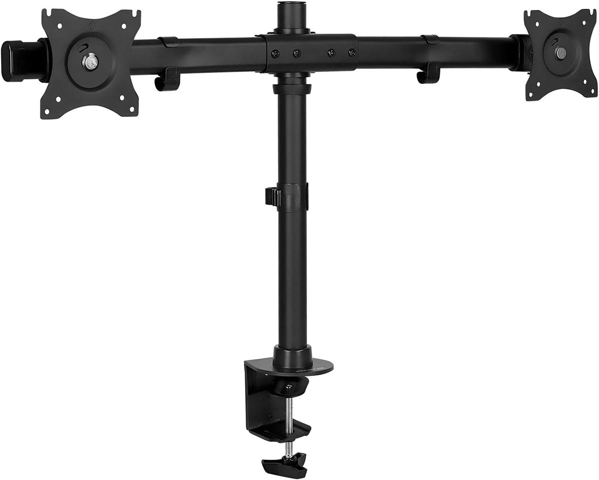 Mount-It! Dual Monitor Desk Stand, C-Clamp & Grommet Base
