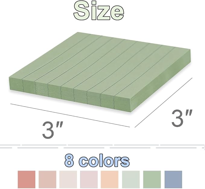 Lined Sticky Notes 3x3 in Ruled Stickies Super Sticking Power Memo Pads Vintage - Image 3
