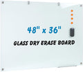 Glass Dry Erase Board, 48 x 36 Inches Magnetic Glass Whiteboard by Wingwise