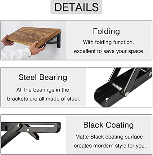 Folding Shelf Brackets - 16 Inch 4 Pcs Heavy Duty Metal Collapsible Shelf Bra...