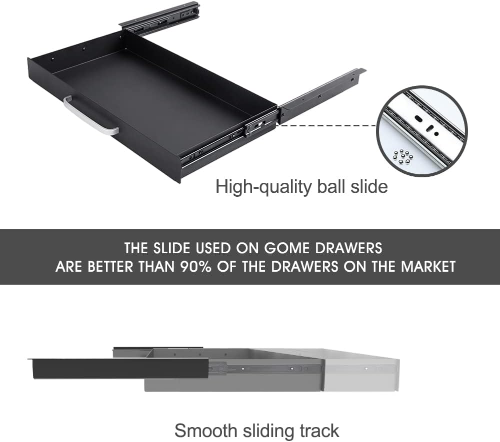 GOME Large Size Under Desk Slide out Pencil Drawer with Adjustable Space Divi...