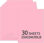 30 Sheets Pink Cardstock 8.5'' x 11'', 250gsm/90lb Heavyweight Cover Cardstock by Bazyrock