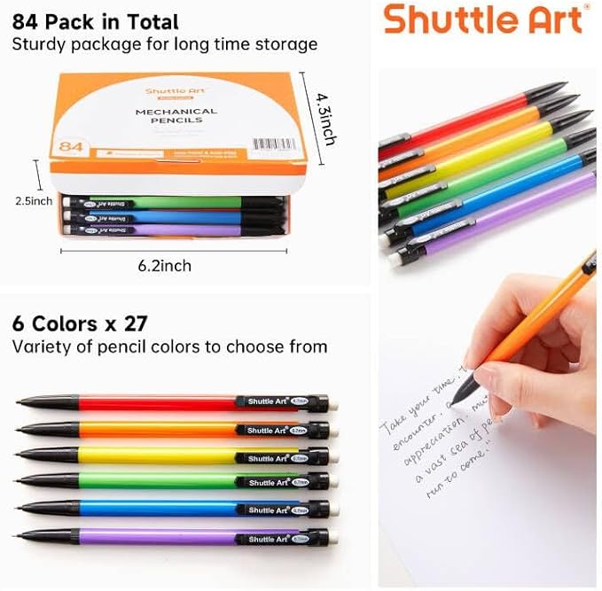 Shuttle Art Mechanical Pencils, 84 Pack Bulk Mechanical Pencils 0.7mm Medium - Image 2