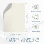 MOS Off-White Cardstock Paper 11 x 14 Inch — Heavyweight Poster Board Card Stock - Image 2