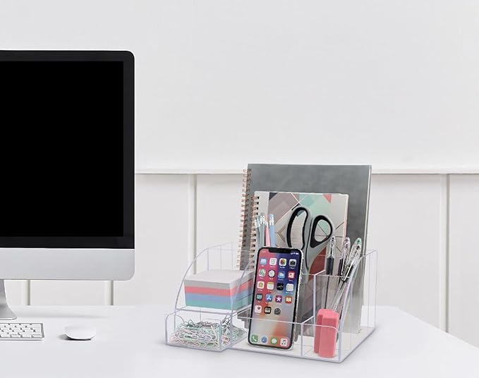 My Space Organizers Clear Acrylic Desk Oganizer, 9 Compartments, Office - Image 7