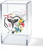 QYUVK RN Acrylic Pencil Holder Cup, Floral Stethoscope Pen Holder by QYUVK
