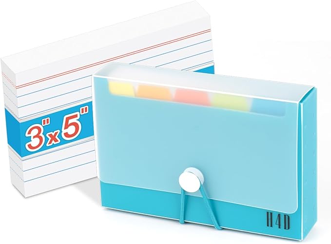H4D 3x5 Index Card Case with 100 Heavyweight Ruled Index Cards and Dividers by H4D