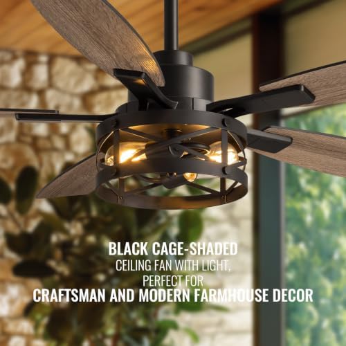 52 inch ceiling fan with light and remote on a desk or shelf