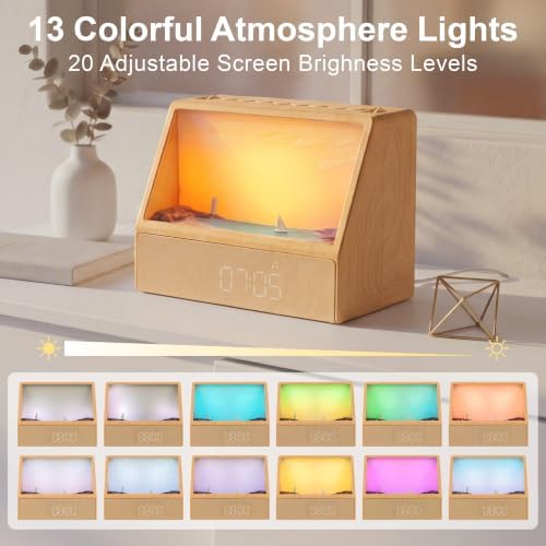 2026 upgraded sunset alarm clock，knob brightness & volume, side view