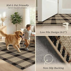 jtj easy jute 2x6 outdoor runner rug, black showing dimensions