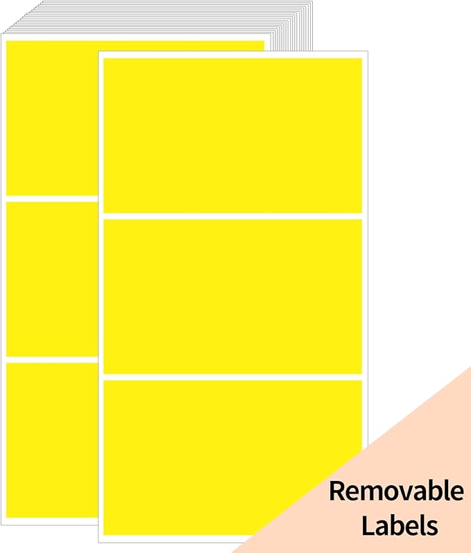 STARLIBOO Removable Colored Labels Stickers, 3X5 Inch Removable Large Label by STARLIBOO