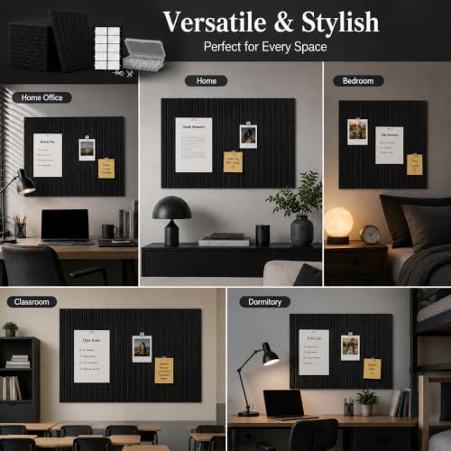 Large Felt Bulletin Board, 48" x 36", 12 Black Felt Tiles