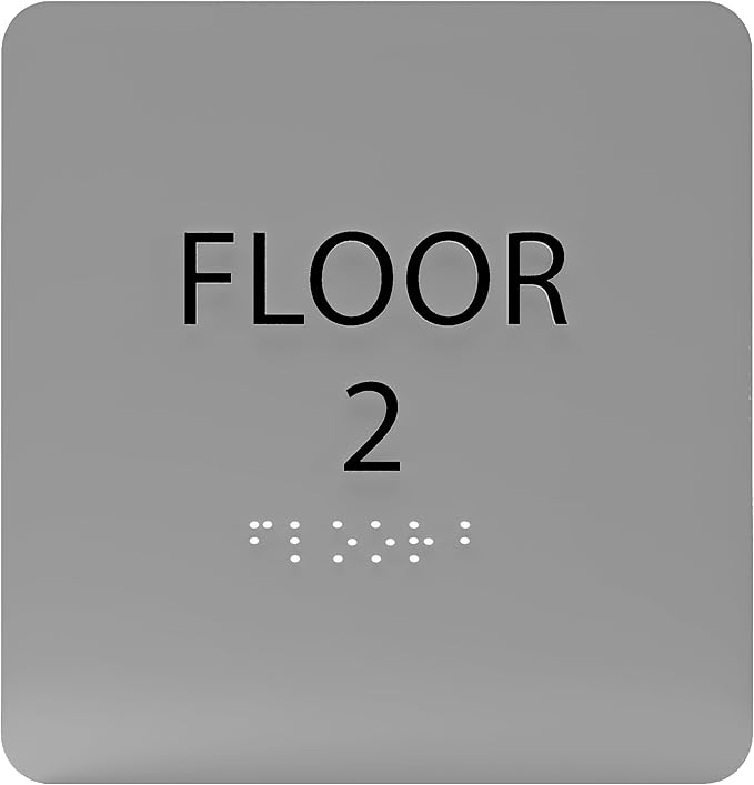 Grey w/Black ADA Floor 2 Sign by ADACentralSigns