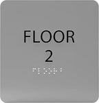 Grey w/Black ADA Floor 2 Sign by ADACentralSigns