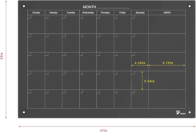 TOWON 47 x 35 Inch Glass Dry Erase Board Reminder, Magnetic Whiteboard Calendar - Image 7