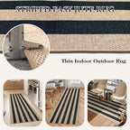 lahome striped easy jute outdoor runner rug, 2x6, close-up detail