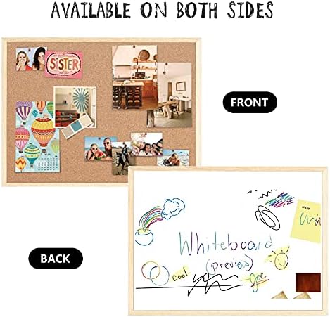 TooCust 20x28 Cork Boards for Walls with Solid Wood Frame, Whiteboard and Cor...
